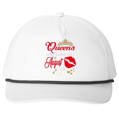 Cute Red Lip Print Queens Are Born On August 25th Virgo Gift Snapback Five-Panel Rope Hat