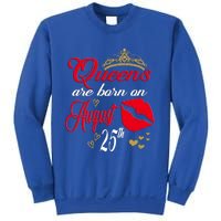 Cute Red Lip Print Queens Are Born On August 25th Virgo Gift Sweatshirt