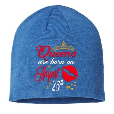 Cute Red Lip Print Queens Are Born On August 25th Virgo Gift Sustainable Beanie