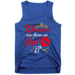 Cute Red Lip Print Queens Are Born On August 25th Virgo Gift Tank Top