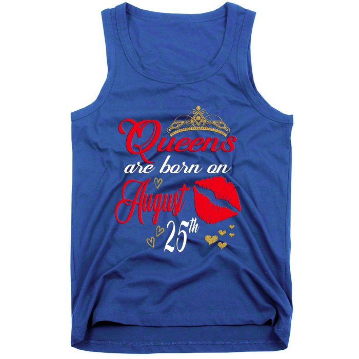 Cute Red Lip Print Queens Are Born On August 25th Virgo Gift Tank Top