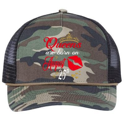 Cute Red Lip Print Queens Are Born On August 25th Virgo Gift Retro Rope Trucker Hat Cap