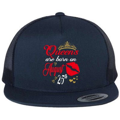 Cute Red Lip Print Queens Are Born On August 25th Virgo Gift Flat Bill Trucker Hat