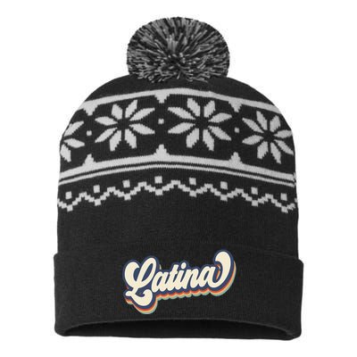 Cool Retro Latina Woman Girl Idea USA-Made Snowflake Beanie