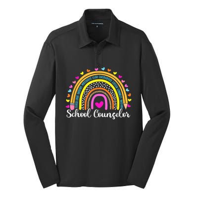 Counselor Rainbow Leopard Funny School Counselor Gift. Silk Touch Performance Long Sleeve Polo