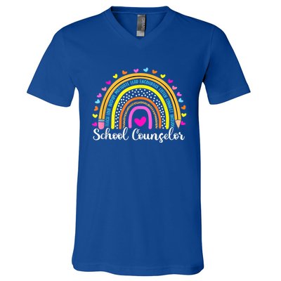 Counselor Rainbow Leopard Funny School Counselor Gift. V-Neck T-Shirt