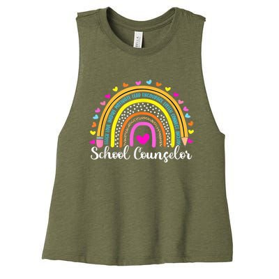 Counselor Rainbow Leopard Funny School Counselor Gift. Women's Racerback Cropped Tank