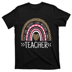 Cute Rainbow Leopard Print Cute Teacher T-Shirt