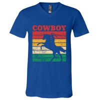 Cow Roping Lasso Riding Horse Lover Cute Gift V-Neck T-Shirt