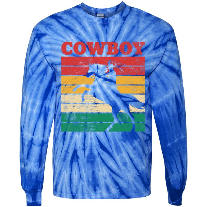 Cow Roping Lasso Riding Horse Lover Cute Gift Tie-Dye Long Sleeve Shirt