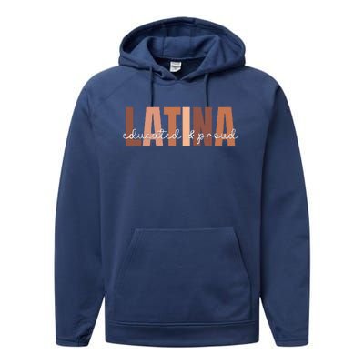 Cool Retro Latina Educated And Proud Latina Power Performance Fleece Hoodie