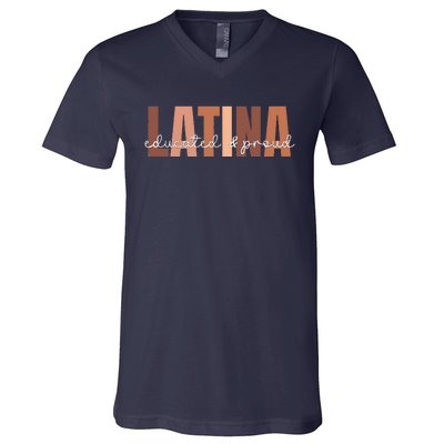 Cool Retro Latina Educated And Proud Latina Power V-Neck T-Shirt