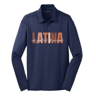 Cool Retro Latina Educated And Proud Latina Power Silk Touch Performance Long Sleeve Polo