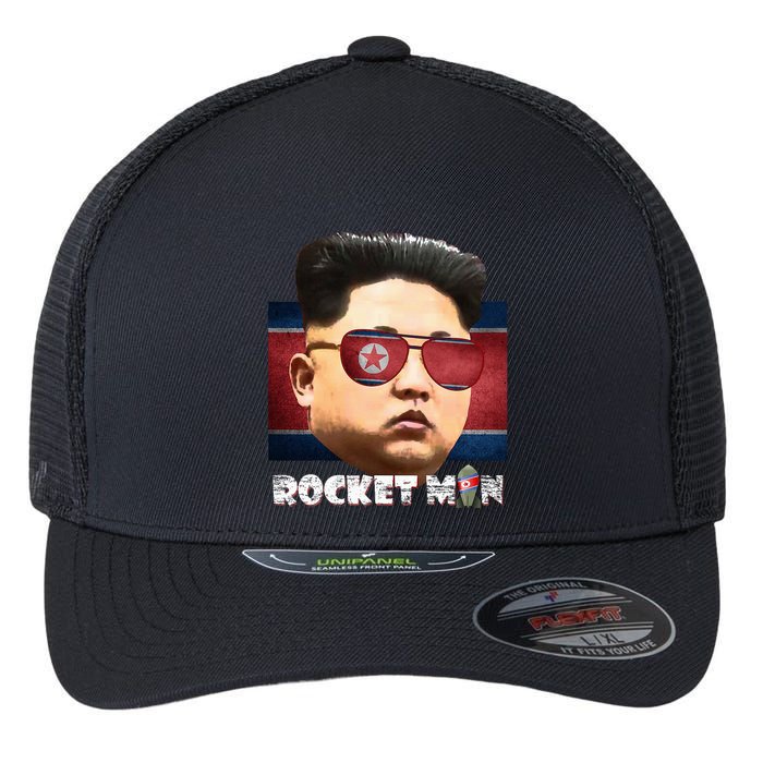 Cool Rocket Man Kim Jong Un Flexfit Unipanel Trucker Cap