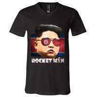 Cool Rocket Man Kim Jong Un V-Neck T-Shirt