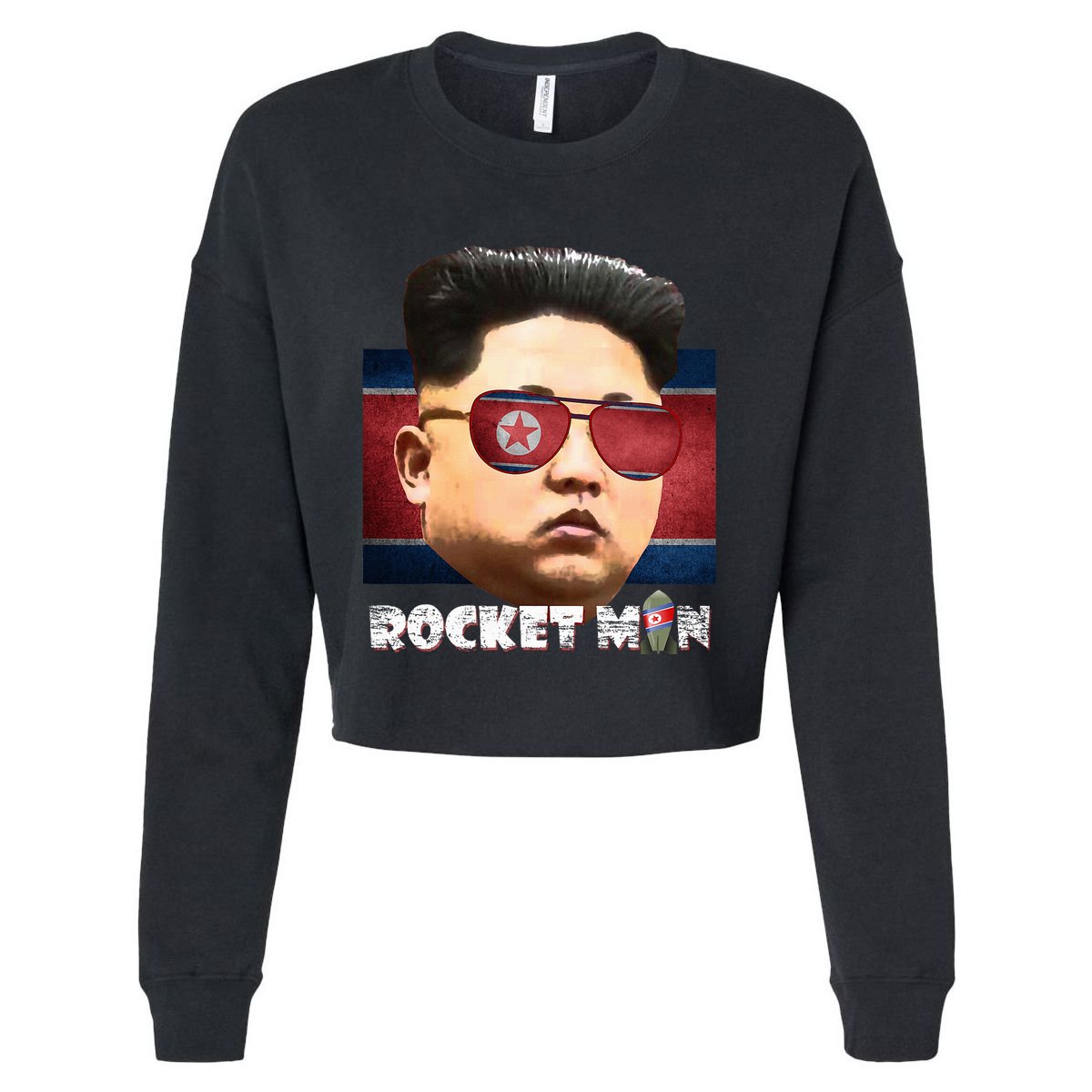 Cool Rocket Man Kim Jong Un Cropped Pullover Crew