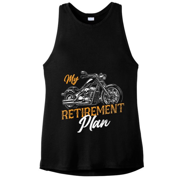 Classic Retired Motorcycle Biker My Retirement Plan Grandpa Ladies PosiCharge Tri-Blend Wicking Tank