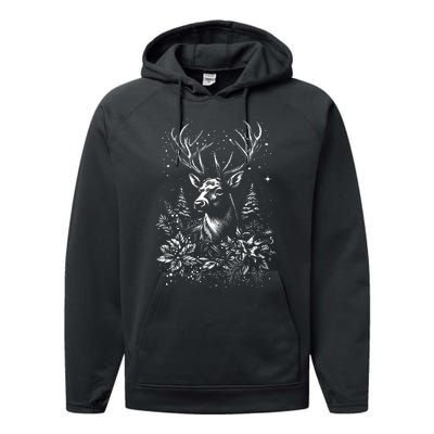 Christmas Reindeer Merry Christmas Xmas Morning Holiday Performance Fleece Hoodie