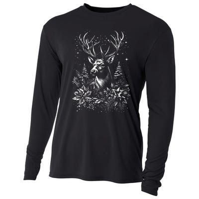 Christmas Reindeer Merry Christmas Xmas Morning Holiday Cooling Performance Long Sleeve Crew