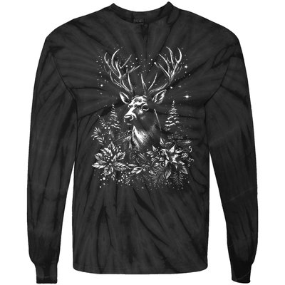 Christmas Reindeer Merry Christmas Xmas Morning Holiday Tie-Dye Long Sleeve Shirt