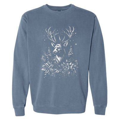 Christmas Reindeer Merry Christmas Xmas Morning Holiday Garment-Dyed Sweatshirt