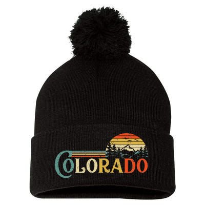 Colorado Rocky Mountain Sun Boulder Hiking Pom Pom 12in Knit Beanie