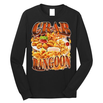 Crab Rangoon Meme Bootleg Rap Style 90s Vintage Funny 1990s Long Sleeve Shirt