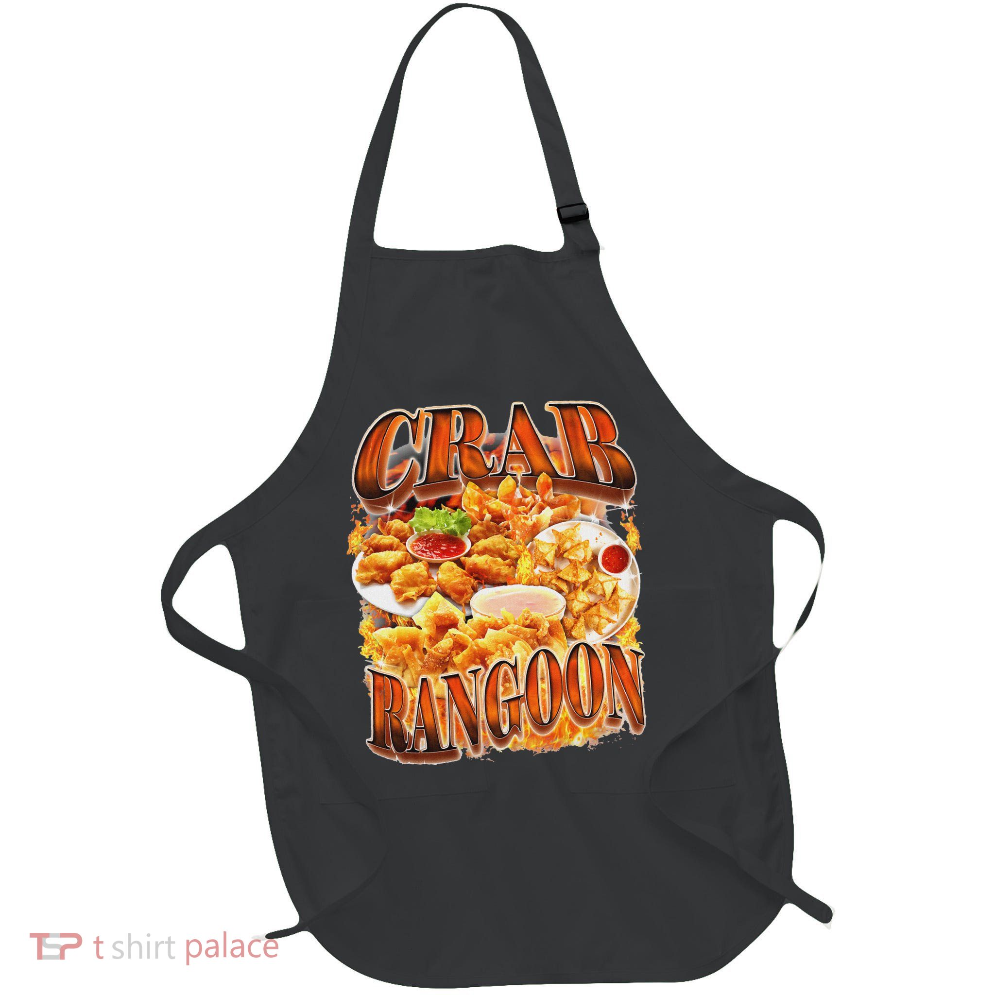 Crab Rangoon Meme Bootleg Rap Style 90s Vintage Funny 1990s Apron