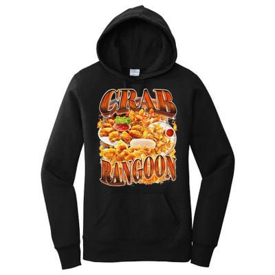 Crab Rangoon Meme Bootleg Rap Style 90s Vintage Funny 1990s Women's Pullover Hoodie