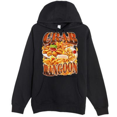 Crab Rangoon Meme Bootleg Rap Style 90s Vintage Funny 1990s Premium Pullover Hoodie
