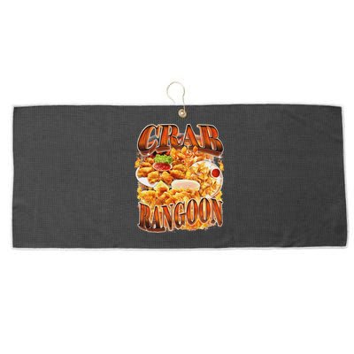 Crab Rangoon Meme Bootleg Rap Style 90s Vintage Funny 1990s Large Microfiber Waffle Golf Towel