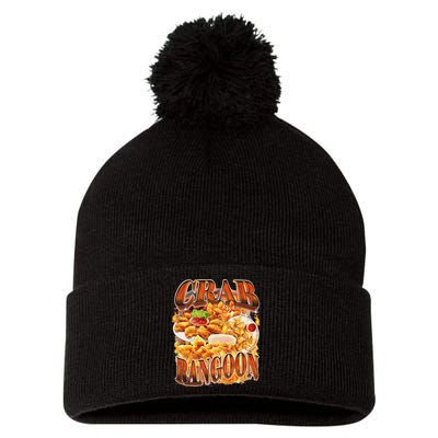 Crab Rangoon Meme Bootleg Rap Style 90s Vintage Funny 1990s Pom Pom 12in Knit Beanie