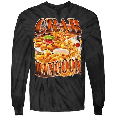 Crab Rangoon Meme Bootleg Rap Style 90s Vintage Funny 1990s Tie-Dye Long Sleeve Shirt