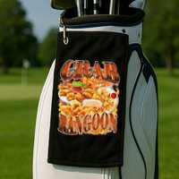 Crab Rangoon Meme Bootleg Rap Style 90s Vintage Funny 1990s Golf Towel