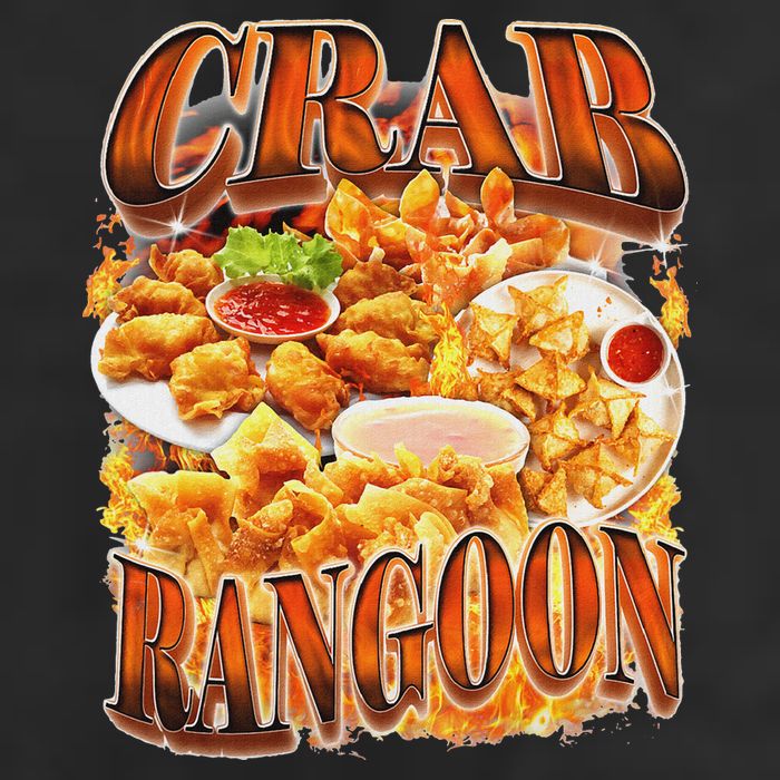 Crab Rangoon Meme Bootleg Rap Style 90s Vintage Funny 1990s Golf Towel