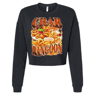 Crab Rangoon Meme Bootleg Rap Style 90s Vintage Funny 1990s Cropped Pullover Crew
