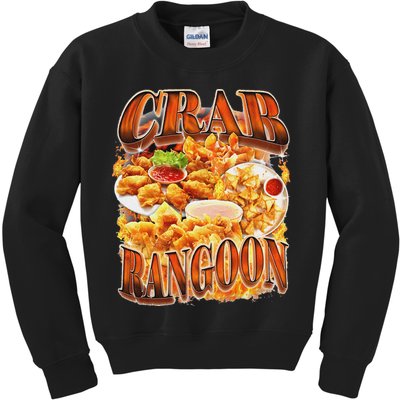 Crab Rangoon Meme Bootleg Rap Style 90s Vintage Funny 1990s Kids Sweatshirt