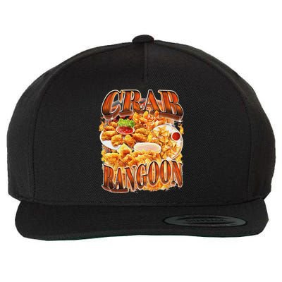 Crab Rangoon Meme Bootleg Rap Style 90s Vintage Funny 1990s Wool Snapback Cap