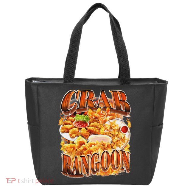 Crab Rangoon Meme Bootleg Rap Style 90s Vintage Funny 1990s Zip Tote Bag