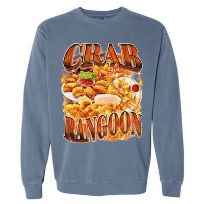 Crab Rangoon Meme Bootleg Rap Style 90s Vintage Funny 1990s Garment-Dyed Sweatshirt