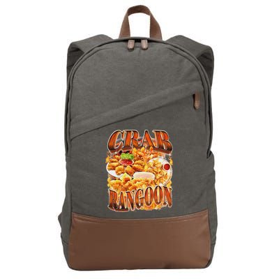 Crab Rangoon Meme Bootleg Rap Style 90s Vintage Funny 1990s Cotton Canvas Backpack