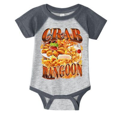 Crab Rangoon Meme Bootleg Rap Style 90s Vintage Funny 1990s Infant Baby Jersey Bodysuit