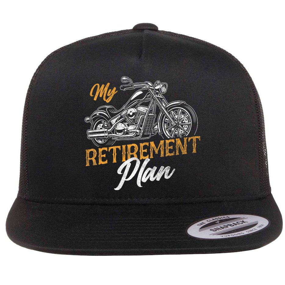 Classic Retired Motorcycle Biker My Retirement Plan Grandpa Flat Bill Trucker Hat