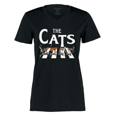 Cat Rock Music Funny Cat Lover Women's Momentum V-Neck T-Shirt