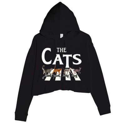 Cat Rock Music Funny Cat Lover Crop Fleece Hoodie