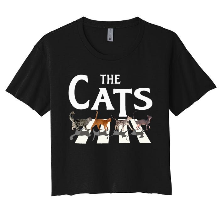 Cat Rock Music Funny Cat Lover Women's Crop Top Tee