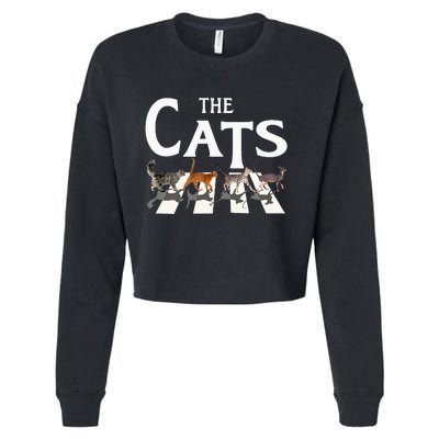 Cat Rock Music Funny Cat Lover Cropped Pullover Crew