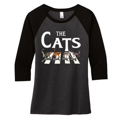 Cat Rock Music Funny Cat Lover Women's Tri-Blend 3/4-Sleeve Raglan Shirt