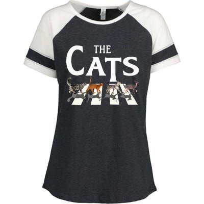 Cat Rock Music Funny Cat Lover Enza Ladies Jersey Colorblock Tee