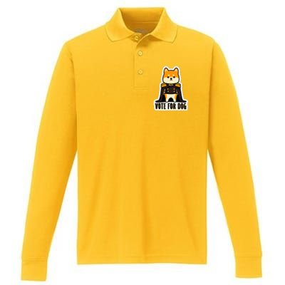 Captain Rufus Montgomery Vote For Dog Performance Long Sleeve Polo